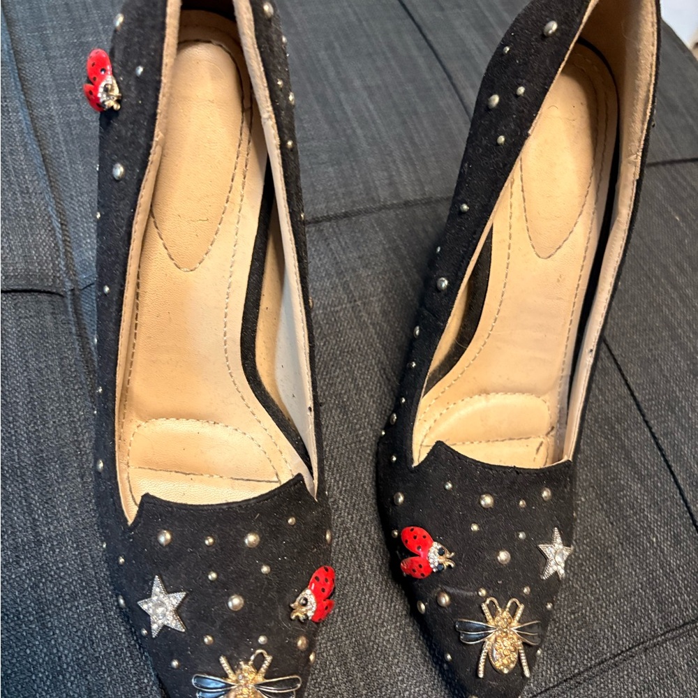 Elegant Black Embellished Women's Heels